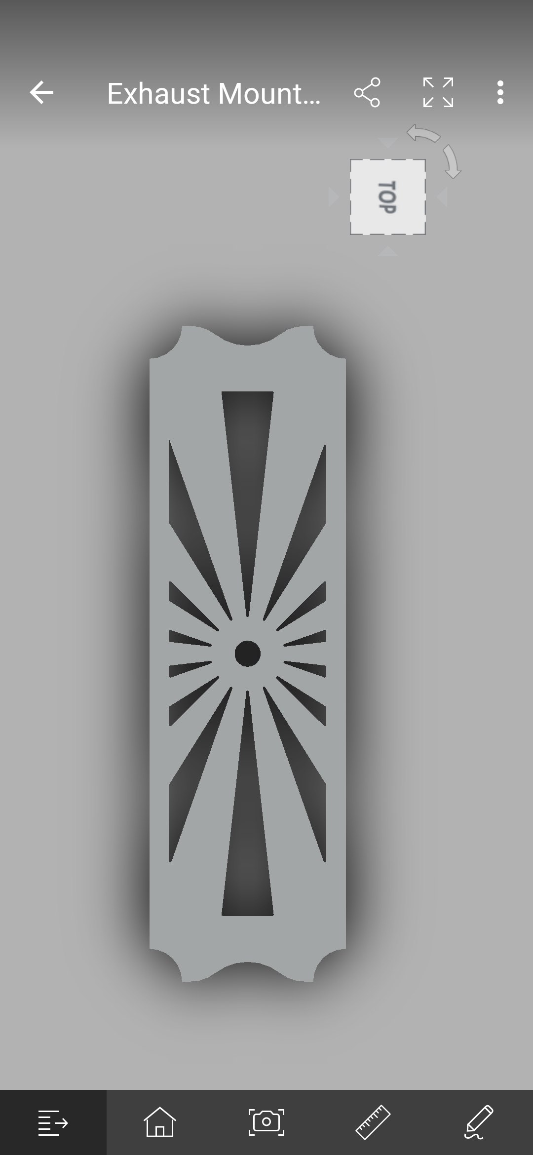 Fusion 360 CAD model — custom exhaust mount plate for a 1967 Ford Mustang, CNC-plasma-cut