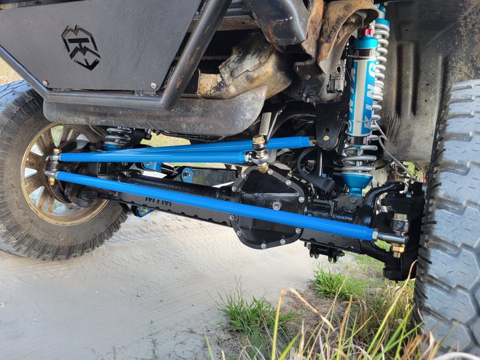 Custom radius arms installed with King coilovers