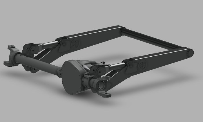 Fusion 360 model — custom four-link suspension